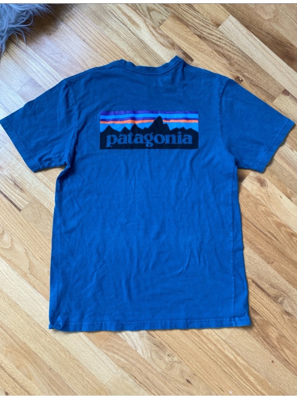 Patagonia Short-Sleeve P-6 Logo Mountain  Logo Crew Tee in Deep Blue